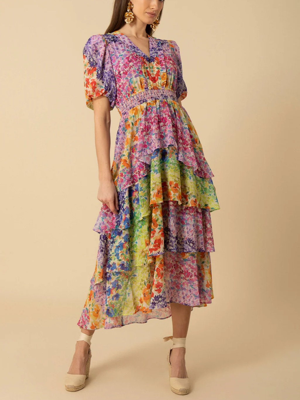 Nwot - Hale Bob Lainey Tiered Chiffon Dress